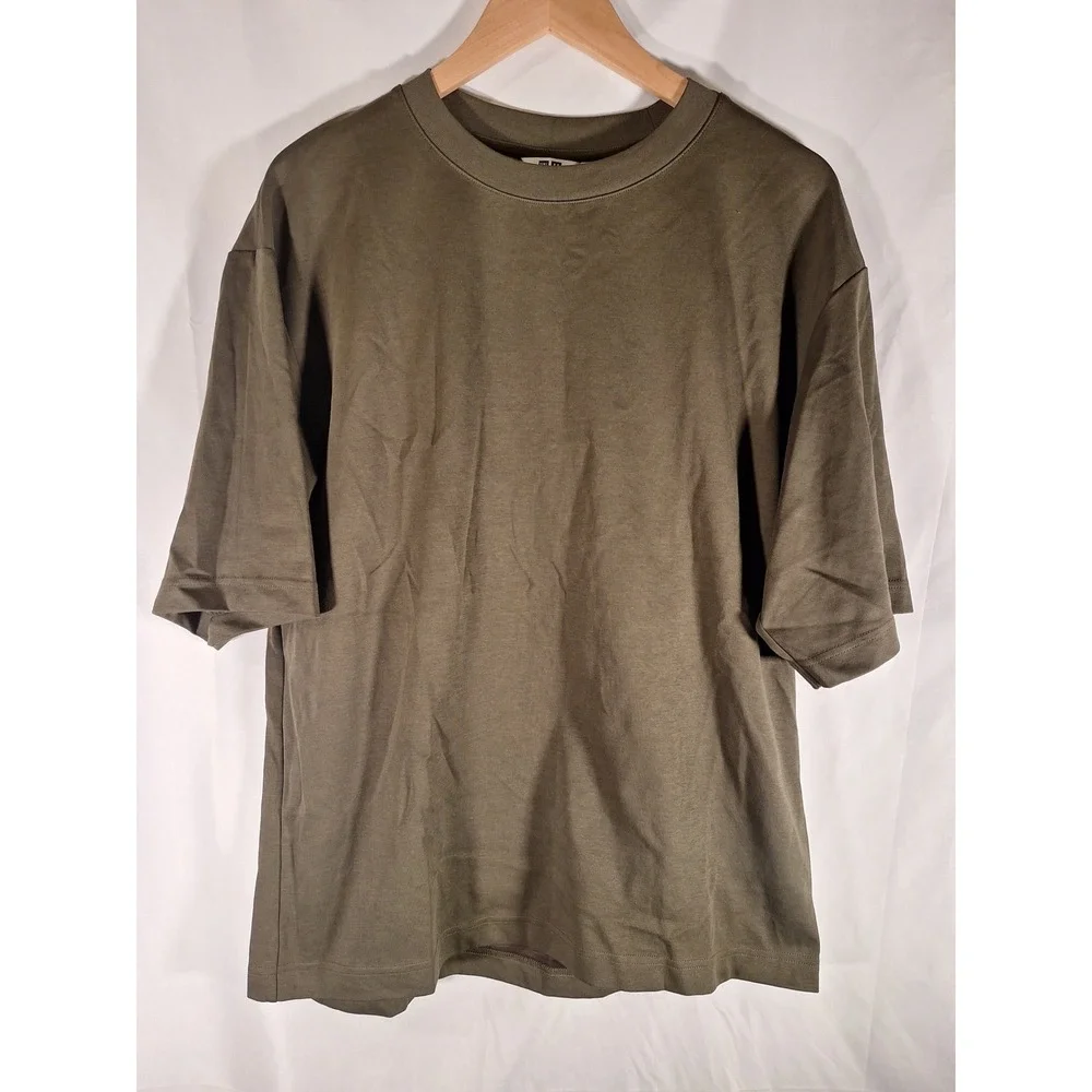 Uniqlo U AIRism Oversized Crew Neck T-Shirt Mens Large Olive Green Lemaire